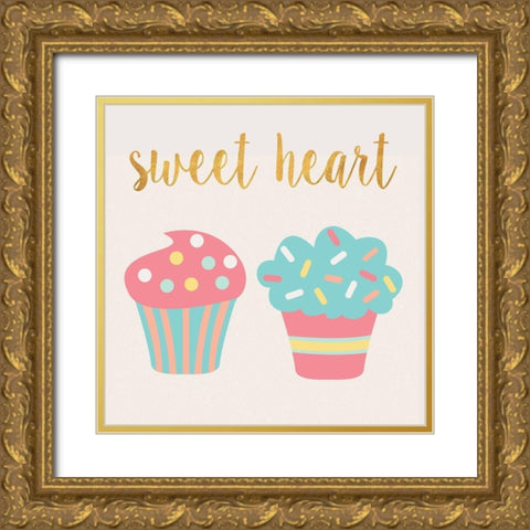 Cupcakes II Gold Ornate Wood Framed Art Print with Double Matting by SD Graphics Studio