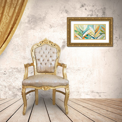 Palm Abstract Panel Gold Ornate Wood Framed Art Print with Double Matting by Loreth, Lanie