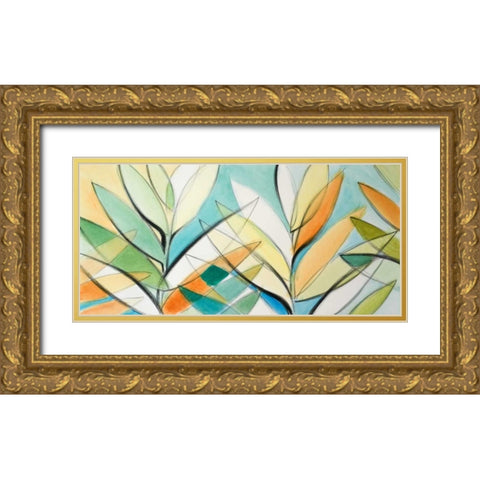 Palm Abstract Panel Gold Ornate Wood Framed Art Print with Double Matting by Loreth, Lanie