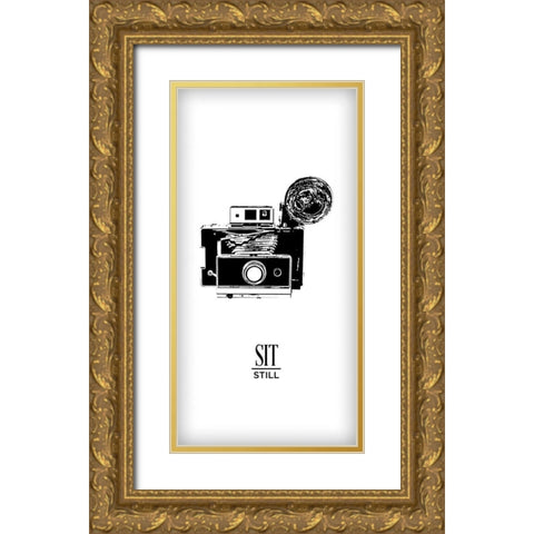 Photoshoot II  (Sit Still) Gold Ornate Wood Framed Art Print with Double Matting by Edwins, Hugo