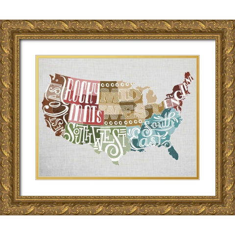 Regional Type Gold Ornate Wood Framed Art Print with Double Matting by Sundance Studio