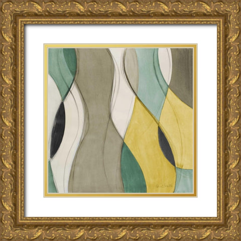 Coastal Teal Coalescence I Gold Ornate Wood Framed Art Print with Double Matting by Loreth, Lanie