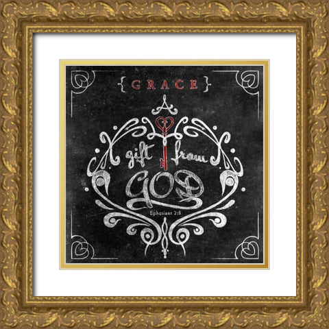 Friends Love II Gold Ornate Wood Framed Art Print with Double Matting by SD Graphics Studio