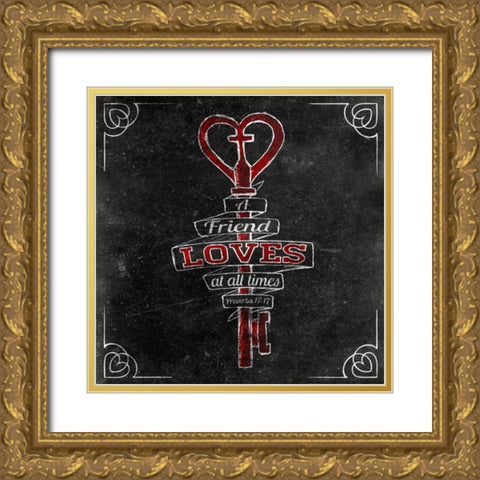 Friends Love I Gold Ornate Wood Framed Art Print with Double Matting by SD Graphics Studio