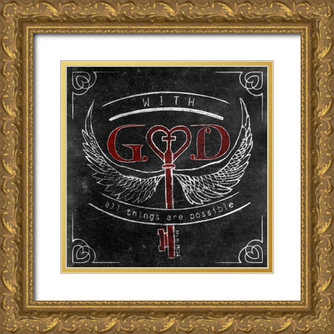 Friends Love III Gold Ornate Wood Framed Art Print with Double Matting by SD Graphics Studio