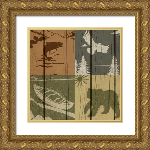 Lodge Four Pack I Gold Ornate Wood Framed Art Print with Double Matting by Biscardi, Nicholas