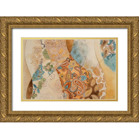 Paisley Coalescence Gold Ornate Wood Framed Art Print with Double Matting by Loreth, Lanie
