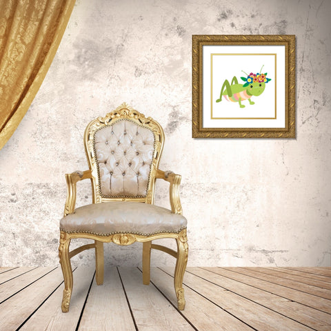Fun Loving Caterpillar Gold Ornate Wood Framed Art Print with Double Matting by Josefina