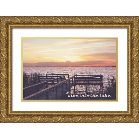 Dive Into The Lake Gold Ornate Wood Framed Art Print with Double Matting by Nawrocke, Bruce