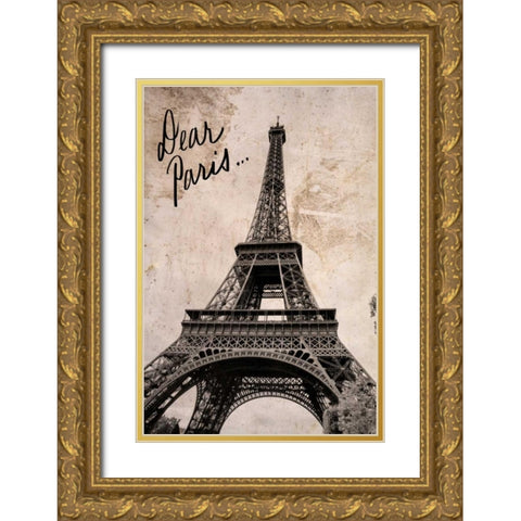 Dear Paris Gold Ornate Wood Framed Art Print with Double Matting by Navas, Emily
