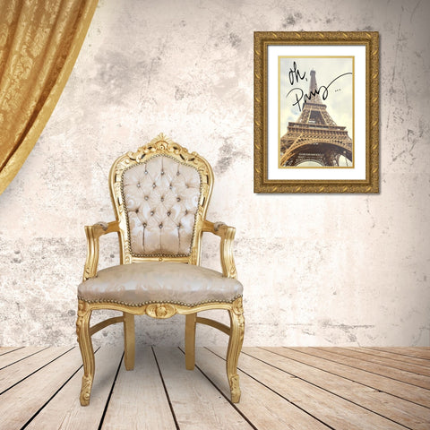 Oh Paris Gold Ornate Wood Framed Art Print with Double Matting by Navas, Emily