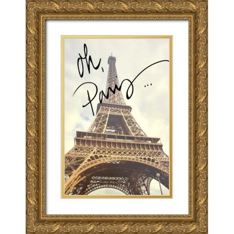 Oh Paris Gold Ornate Wood Framed Art Print with Double Matting by Navas, Emily