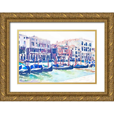 On the Grande Canal Gold Ornate Wood Framed Art Print with Double Matting by Navas, Emily