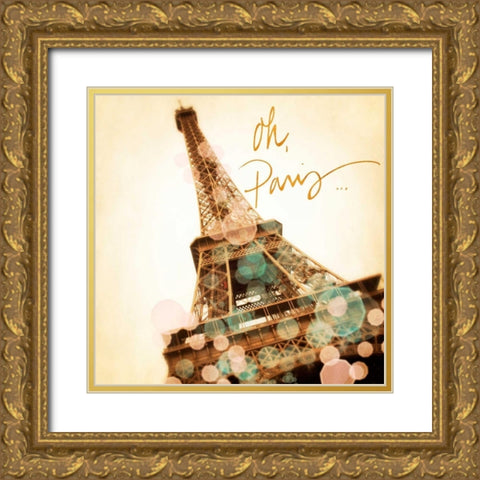 Oh Paris Gold Ornate Wood Framed Art Print with Double Matting by Navas, Emily