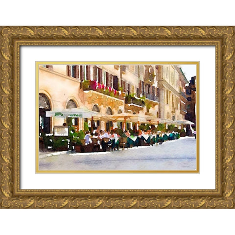 Cafe Italia Gold Ornate Wood Framed Art Print with Double Matting by Navas, Emily