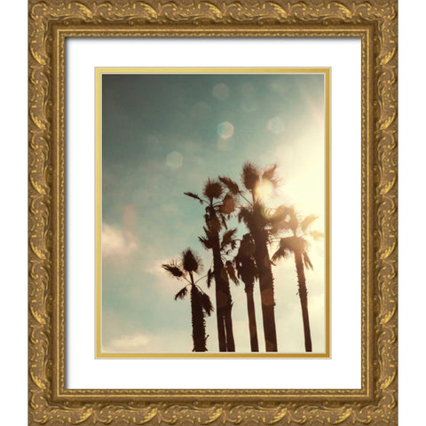 Palms in the Sun Gold Ornate Wood Framed Art Print with Double Matting by Navas, Emily