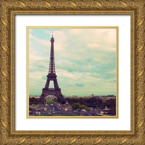 Eiffel View Gold Ornate Wood Framed Art Print with Double Matting by Navas, Emily