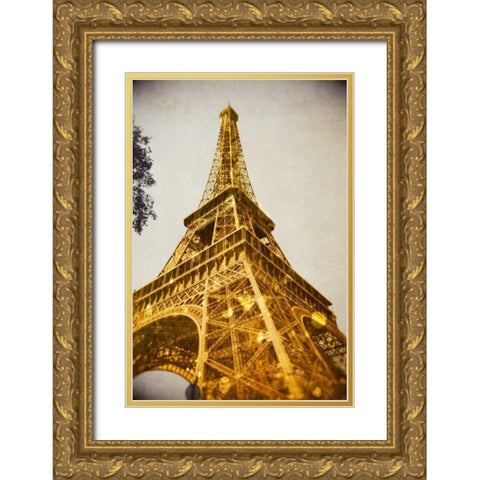 Glittery Paris Gold Ornate Wood Framed Art Print with Double Matting by Navas, Emily