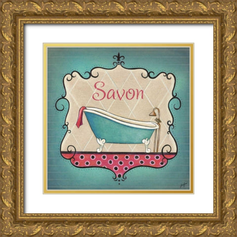 Bain and Savon II Gold Ornate Wood Framed Art Print with Double Matting by Josefina