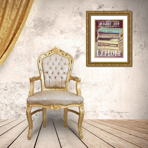 Explore Books Gold Ornate Wood Framed Art Print with Double Matting by Peck, Gail
