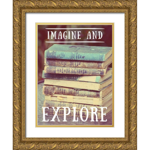 Explore Books Gold Ornate Wood Framed Art Print with Double Matting by Peck, Gail