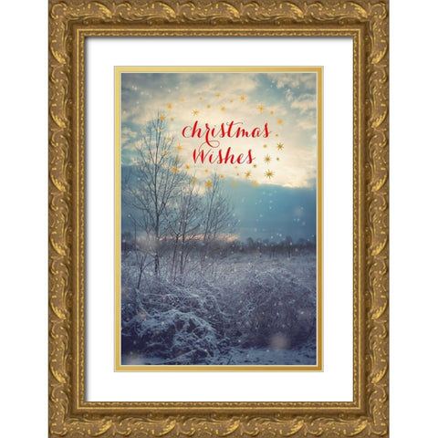 Christmas Wishes Gold Ornate Wood Framed Art Print with Double Matting by Poynter, Kelly