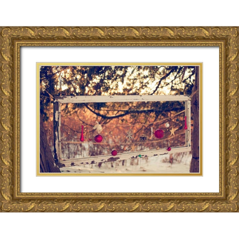 Merry and Bright Gold Ornate Wood Framed Art Print with Double Matting by Poynter, Kelly