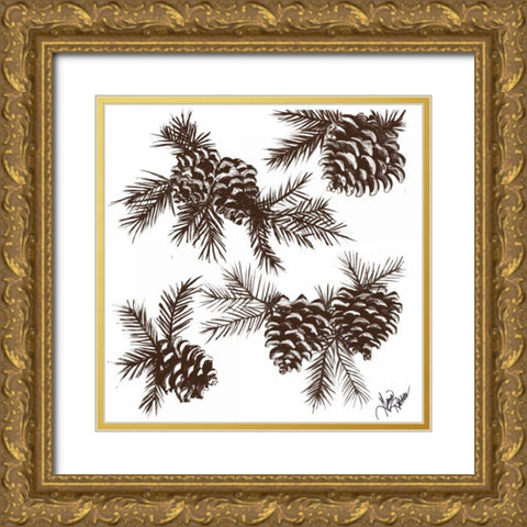 Rustic Birch Trail Accent II Gold Ornate Wood Framed Art Print with Double Matting by Ritter, Gina