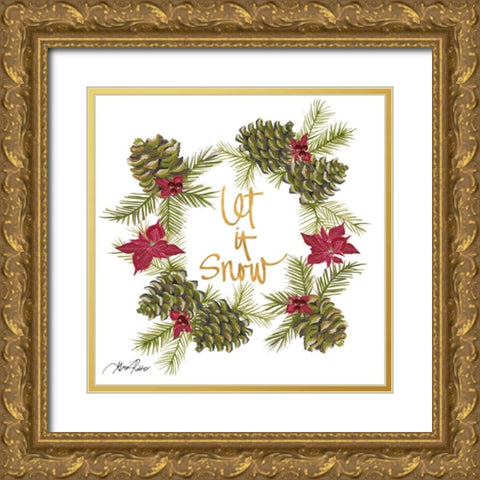 Pine Cone Christmas Wreath II Gold Ornate Wood Framed Art Print with Double Matting by Ritter, Gina