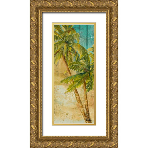 Beach Palm Panel I Gold Ornate Wood Framed Art Print with Double Matting by Pinto, Patricia