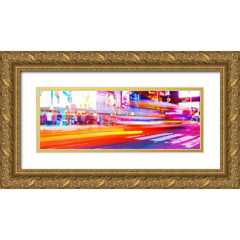 Neon NYC Panel Gold Ornate Wood Framed Art Print with Double Matting by Bryant, Susan