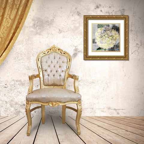 White Hydrangeas II Gold Ornate Wood Framed Art Print with Double Matting by Bryant, Susan