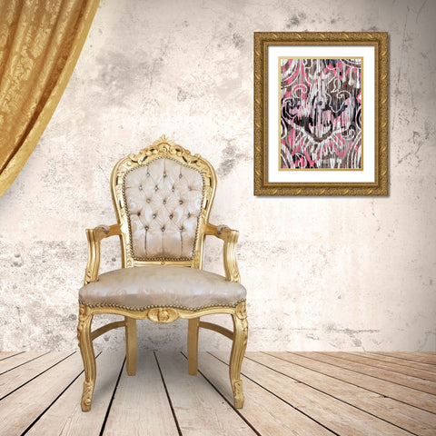 Rustic Ikat Border I Gold Ornate Wood Framed Art Print with Double Matting by Biscardi, Nicholas