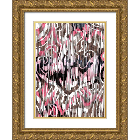 Rustic Ikat Border I Gold Ornate Wood Framed Art Print with Double Matting by Biscardi, Nicholas