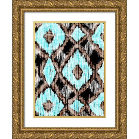 Rustic Ikat Border II Gold Ornate Wood Framed Art Print with Double Matting by Biscardi, Nicholas