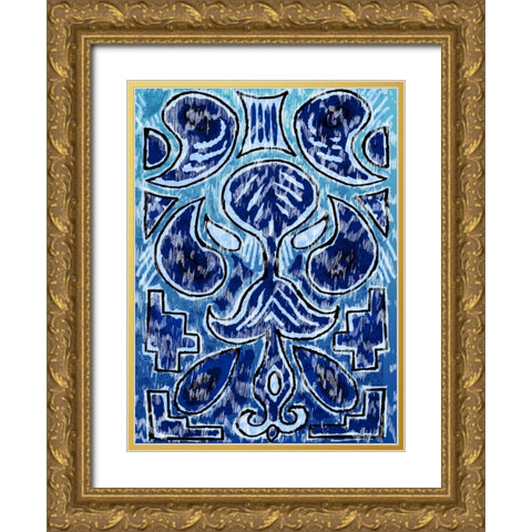 Rustic Ikat Border III Gold Ornate Wood Framed Art Print with Double Matting by Biscardi, Nicholas