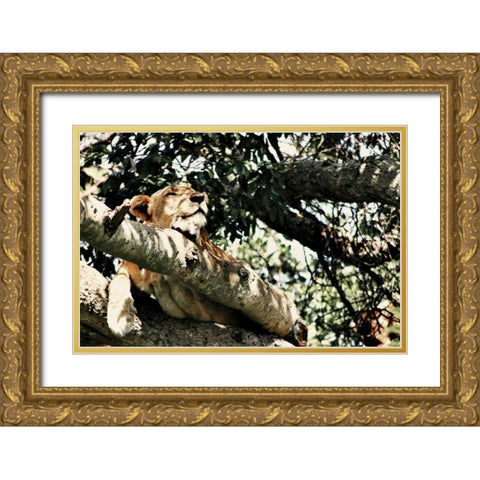 Lion Tree Gold Ornate Wood Framed Art Print with Double Matting by Bryant, Susan