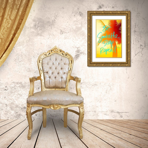 Golden Palm Gold Ornate Wood Framed Art Print with Double Matting by Bryant, Susan