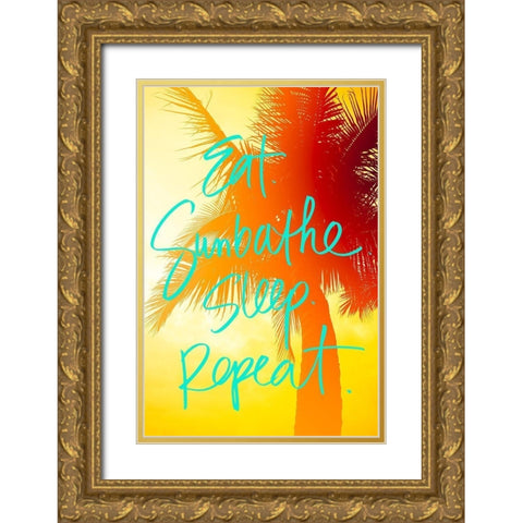 Golden Palm Gold Ornate Wood Framed Art Print with Double Matting by Bryant, Susan