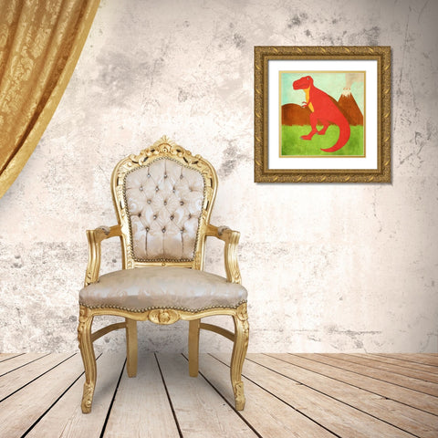 Dinosaur Land I Gold Ornate Wood Framed Art Print with Double Matting by SD Graphics Studio