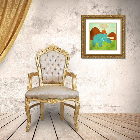 Dinosaur Land II Gold Ornate Wood Framed Art Print with Double Matting by SD Graphics Studio