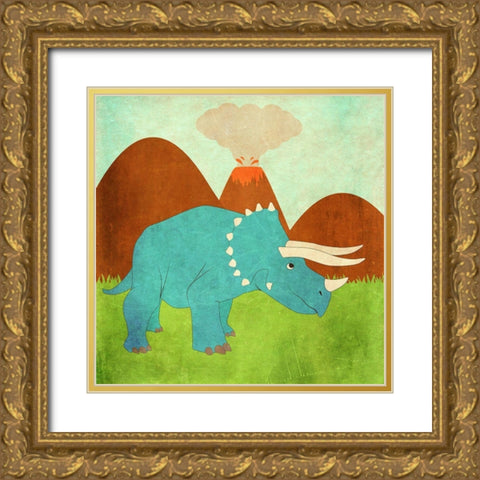 Dinosaur Land II Gold Ornate Wood Framed Art Print with Double Matting by SD Graphics Studio