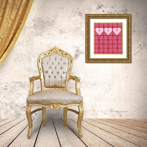 Love Owls Gold Ornate Wood Framed Art Print with Double Matting by Metz, Andi