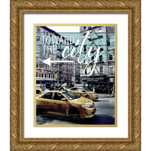 Toward The City Gold Ornate Wood Framed Art Print with Double Matting by Acosta