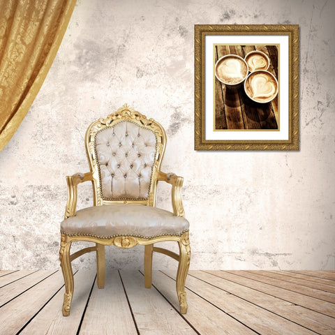 Love in a Latte Gold Ornate Wood Framed Art Print with Double Matting by Acosta