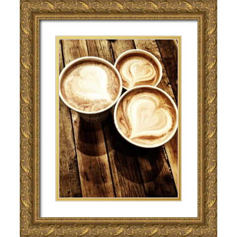Love in a Latte Gold Ornate Wood Framed Art Print with Double Matting by Acosta