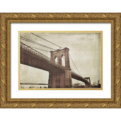 Bridge of Brooklyn Sepia I Gold Ornate Wood Framed Art Print with Double Matting by Acosta