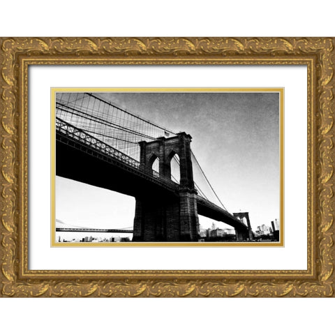 Bridge of Brooklyn BW I Gold Ornate Wood Framed Art Print with Double Matting by Acosta