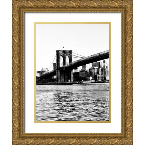 Bridge of Brooklyn BW II Gold Ornate Wood Framed Art Print with Double Matting by Acosta