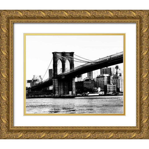 Bridge of Brooklyn BW Gold Ornate Wood Framed Art Print with Double Matting by Acosta